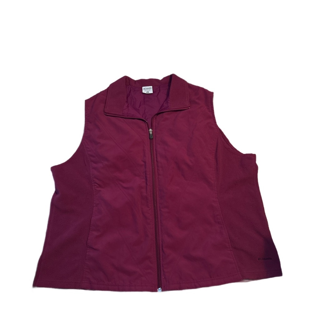 Columbia Polyester Burgundy Full Zip Vest Women's -2X
